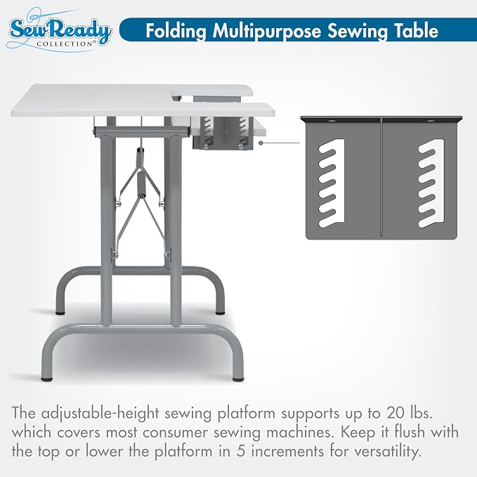 Studio Designs Folding Multipurpose Sewing & Craft Table w/ Machine Shelf - Image 6