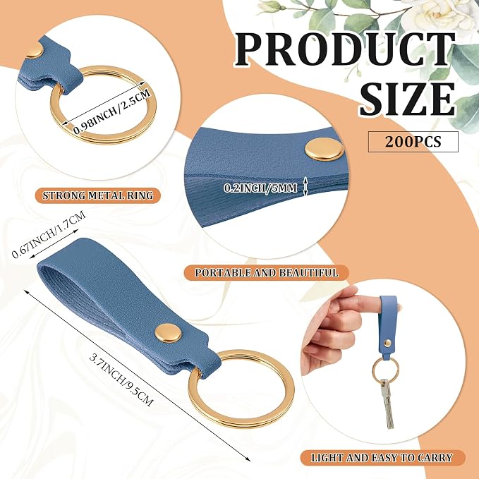 Wavyknot 200 Pcs PU Leather Keychain Blanks Bulk Laser Engraving Blanks - Image 2