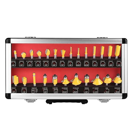 Router Bits 25 Pieces, 1/4 Inch Shank Tungsten Carbide Router Bit Set, for Professional and Beginners Carpenter