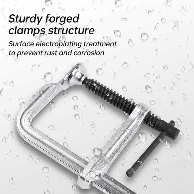 2-Pack Welding Bar Clamps 12 Inch,Drop Forged Steel Bar Clamps Throat Depth 3 inch Load Force 450 Lbs for Woodworking,Welding,Metal working