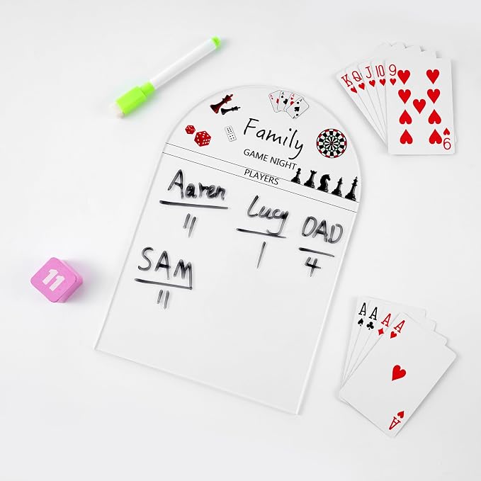 Acrylic Engraved Game Night Score Tracker, Transparent - Image 2