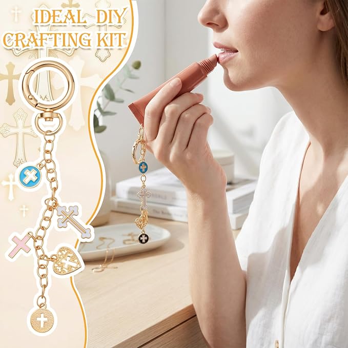 VioraWhite 457 Pcs Cross Lip Gloss Keychain Making Kit - Image 6