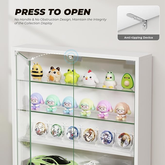 6-Tier Wall Display Case with Glass Doors, LED Display Cabinet with Adjustable - Image 8