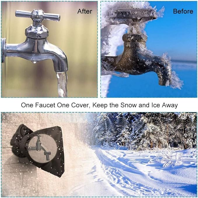 12Pack Outdoor Faucet Covers for Winter - 6.7"W x 8.3"H Hose Bib Covers for Winter Freeze Protection with Reflective strips Outside Spigot Pipe Reusable Waterproof Insulated backflow Cover,Black