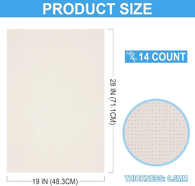 Cross Stitch Fabric 14 Count Aida Cloth 28 x 19 Inch Large Size Classic Reserve - Image 2