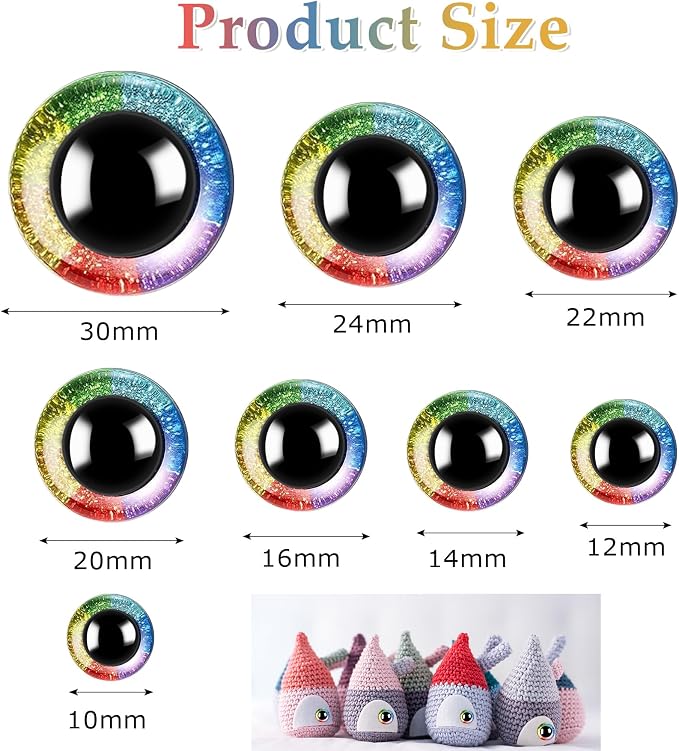160pcs Rainbow Glitter Safety Eyes - Image 2