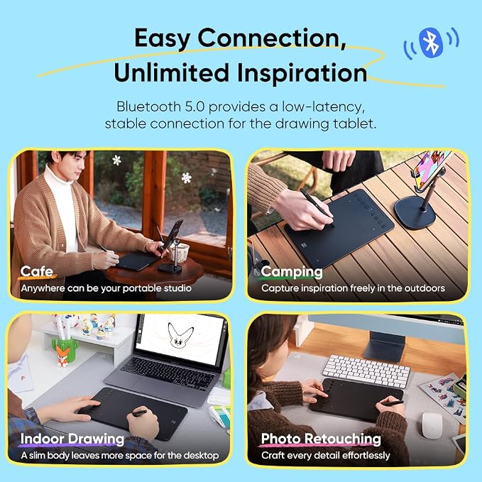 XPPen Deco mini7W V2 Wireless Drawing Tablet, 16384 Levels Pressure Digital - Image 3