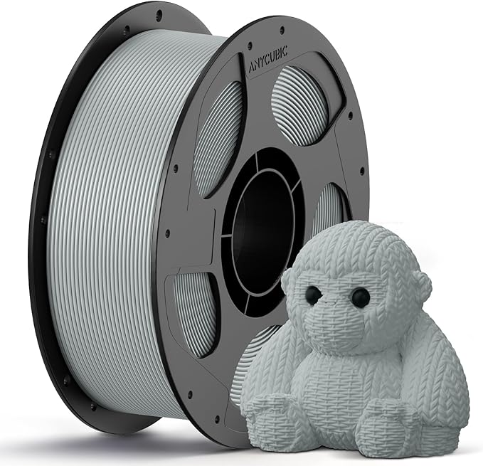ANYCUBIC PETG Filament 1.75mm, 3D Printer Filament, Dimensional Accuracy +/- 0.02mm, Exceptional Toughness, Print with Most FDM 3D Printers, 1KG Reusable Spool, Grey