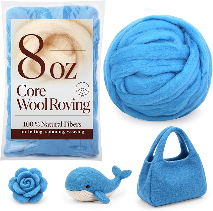 Core Wool for Needle Felting, 8 OZ Merino Wool Roving, Soft Felting Wool for by wonvoc