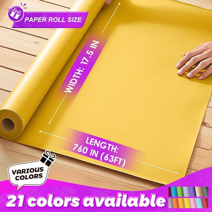 PerkHomy Orange Kraft Paper Roll 17.5" x 760" - Image 2