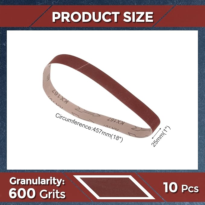 10 Pcs Sanding Belts 1 x 18 Inch 600 Grit Aluminum Oxide Abrasive Sandpaper for Belt Sander Metal Grinding Wood Working Weld Rust Removal