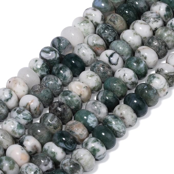 Songxi 5x8mm Natural Tree Agate Rondelle Beads, Gemstone - Image 3