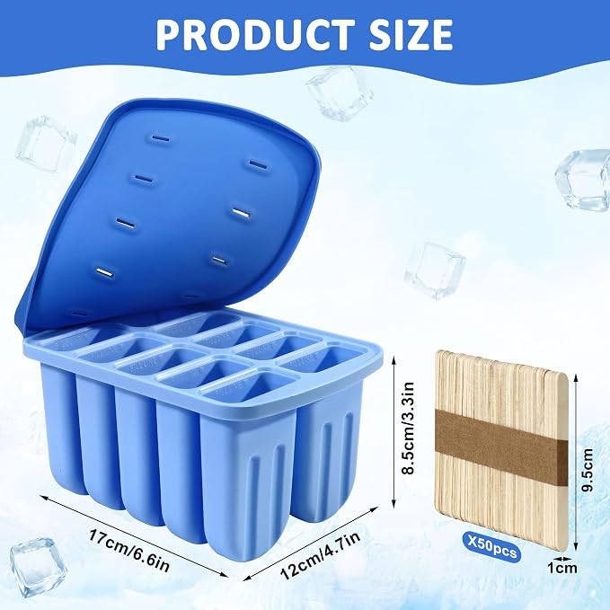 Popsicles Molds, 10 Cavity Silicone Popsicle Molds Easy-Release BPA-free - Image 2