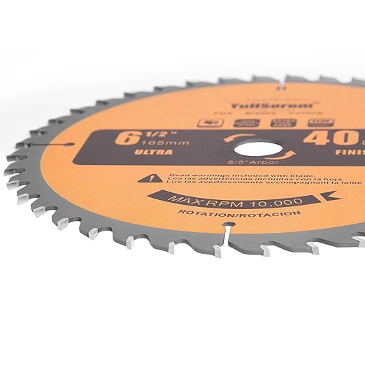 6-1/2 inch Circular Saw Blade 40T 60T Combo Pack with 5/8" Arbor，Ultra Fine Finish for Wood Cutting, Thin-Kerf (6-1/2 Inch 60T+40T)