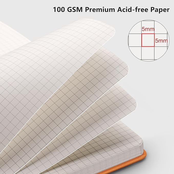 RETTACY Graph Grid Paper Notebook, 192 Pages, A5 Size | 5 Squares per Inch - Image 3