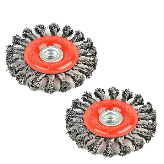 A A IN 2Pack Wire Wheel for Angle Grinder, 4 Inch Twisted Knotted Grinder Wire Wheel Brush with 5/8"-11 Threaded Arbor for Angle Grinder,Carbon Steel Wire Cup Brush for Rust,Corrosion,Paint Removal