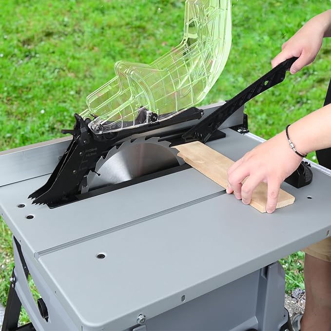 Prostormer 10 Inch Table Saw with Stand, 15A 5000RPM Portable Benchtop Saw, 45°Bevel Cutting Tabletop Saw for Woodworking