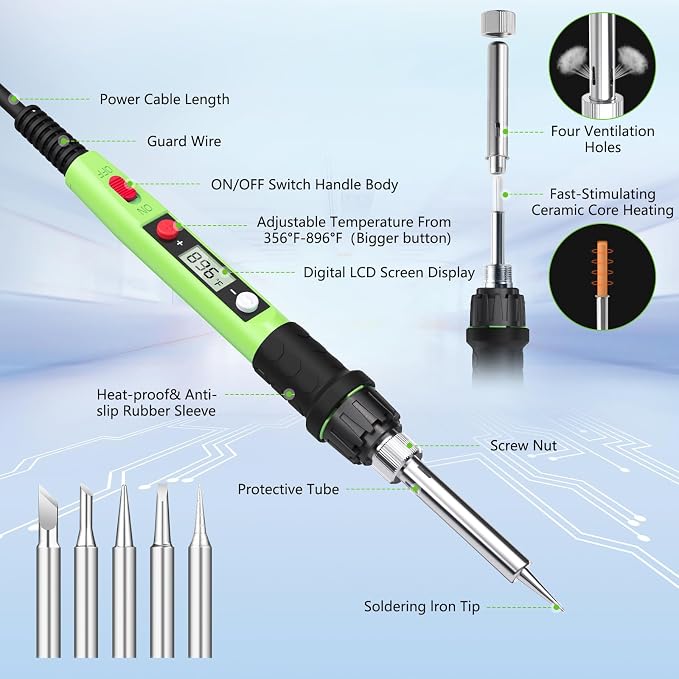 Soldering Iron Kit, 80W 110V LCD Digital Solder Iron Pen - Image 2