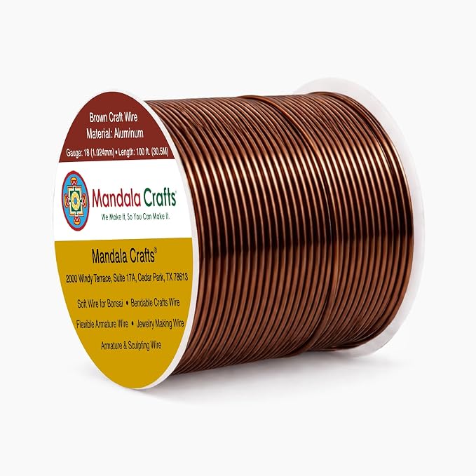 Mandala Crafts 18 Gauge Brown Anodized Aluminum Craft Wire, 100 FT | Colored by MandalaCrafts