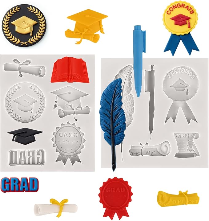 Sakolla 2 Pack 2026 Graduation Candy Chocolate Molds, Doctoral Cap Diploma by Sakolla