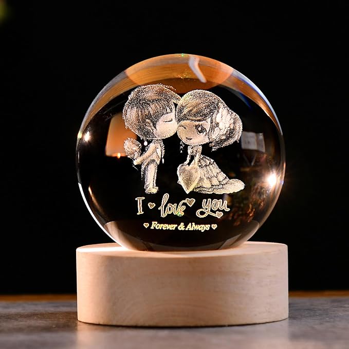 IFOLAINA 3D Couple Crystal Ball Wedding Gifts by IFOLAINA