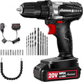 AVID POWER 20V MAX Lithium lon Cordless Drill, Power Drill Set with 3/8-Inch Keyless Chuck, Variable Speed, 16 Position and 22pcs Bits (Black)