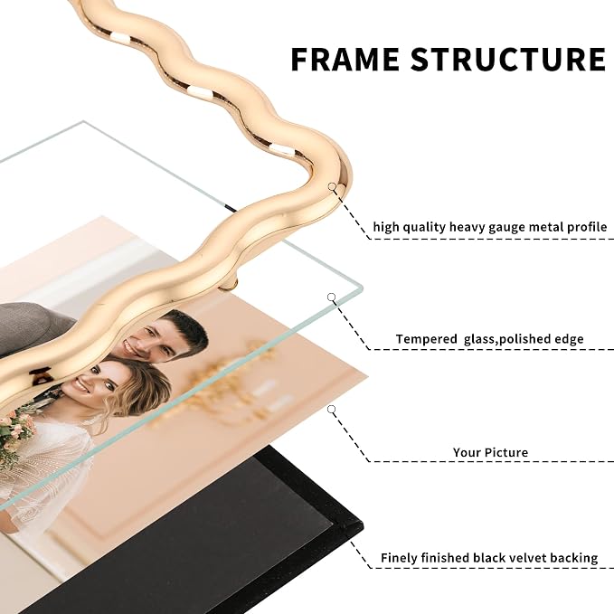 Gold 4 x 6'' High-End Zinc Alloy Picture Frame - Image 3