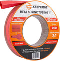 SELTERM 1" Red [50 Feet] Marine Grade Heat Shrink Tubing Roll, 3:1 Ratio Dual Wall Adhesive Lined Waterproof Heat Shrink Wrap Tube, for Battery Cable Lugs Wire Terminals Connectors