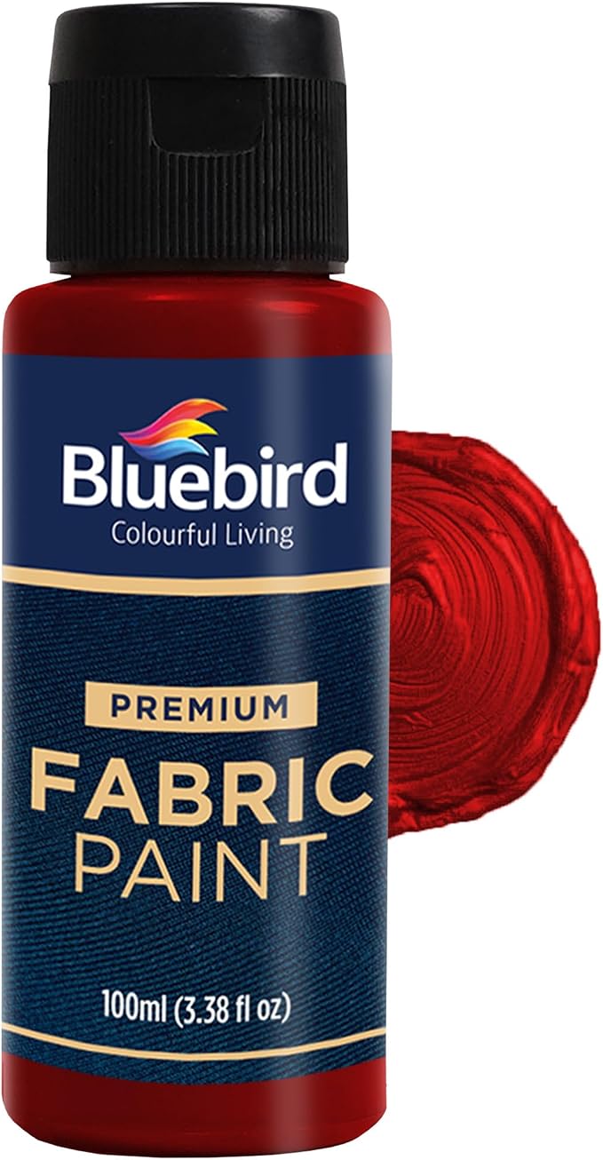 BLUEBIRD Fabric Paint, Blood Red, 3.4 Fl Oz, Permanent Fabric Paints by BluebirdArts