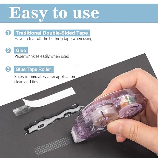 8 Pack Double Sided Tape Roller, Scrapbook Supplies, Glue Tape | Crafts - Image 2