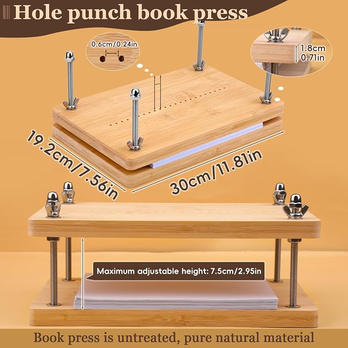 JUPEAN Bookbinding Kit, Book Making Kit, Bookbinding Punching Guide Set - Image 3