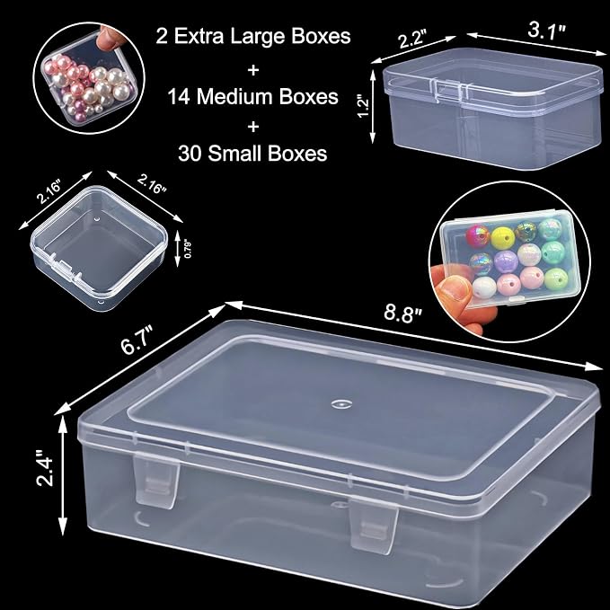 46Pcs Bead Organizer Set, Premium Small and Medium Clear Plastic Storage Boxes - Image 7