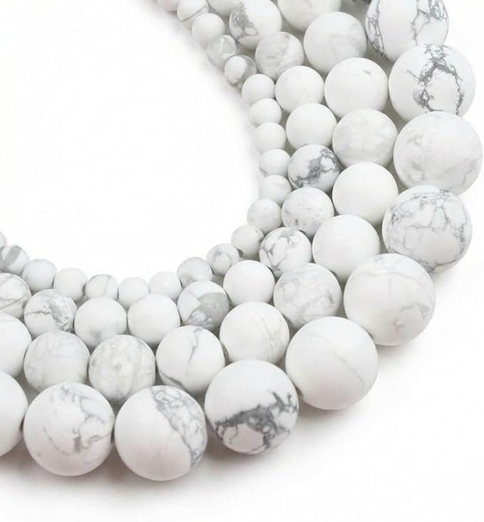 36pcs Natural Matte White Howlite Gemstone Beads，10mm Frosted Round Loose Stone by Yochus