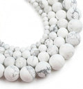 48pcs Natural Matte White Howlite Gemstone Beads，8mm Frosted Round Loose Stone by Yochus