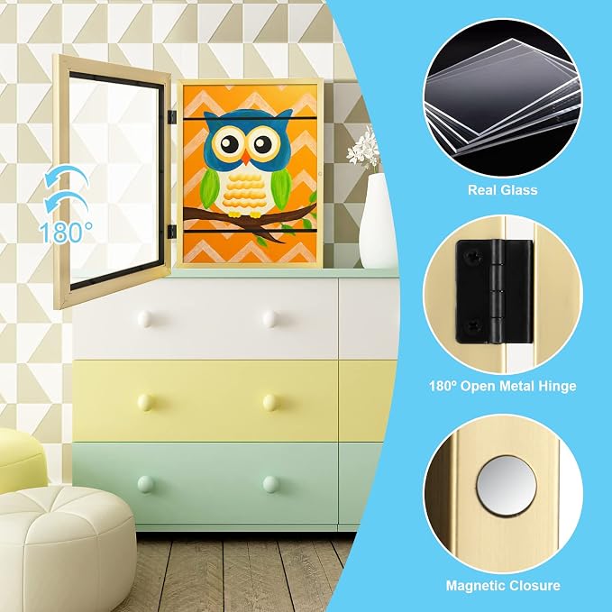 Kids Art Frames, 9x12 Front Opening Kids Artwork Frames Changeable, Holds 50 Pcs - Image 4