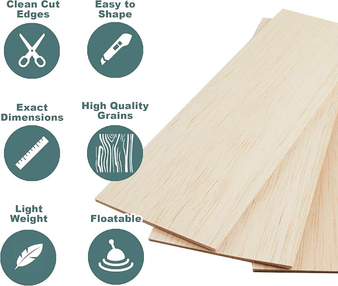 CRAFTIFF Balsa Wood Sheets Unfinished Thin Wood Pieces - Image 6
