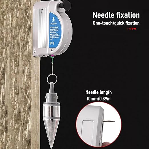 Retractable Plumb Bob, Automatically Stretch Line Quickly Stabilize Magnetic Retractable Plum Bob, for Construction Industry Assignments with 19.7 Ft Auto Recoil Cord & Quick-Stabilizing (2 Pcs)