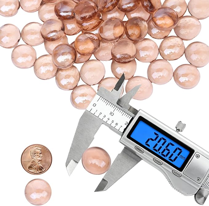 0.5 lb Champagne Glass Beads for Vases, Glass Pebbles, Champagne Flat Glass - Image 2