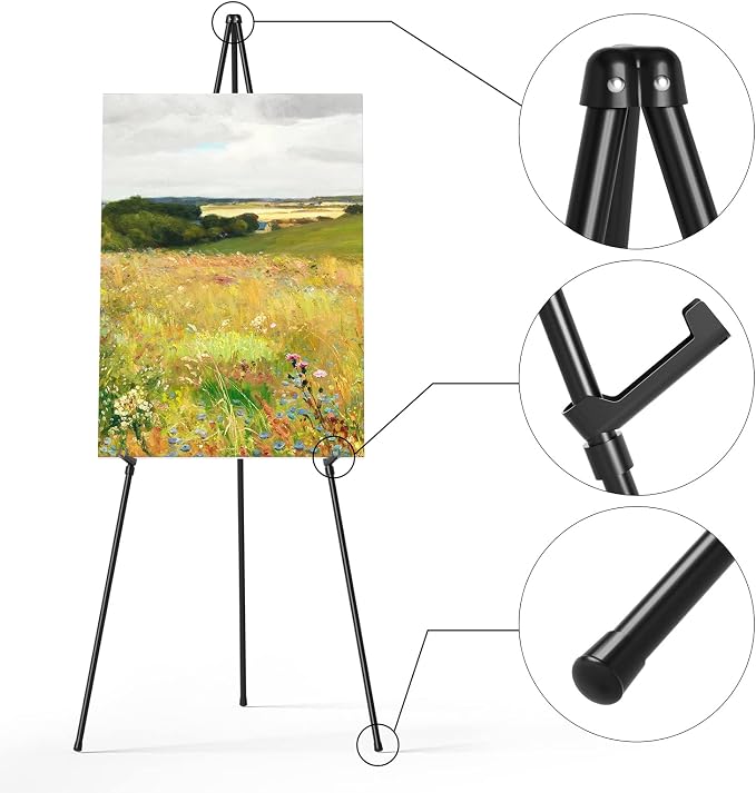 Easel Stand for Display, Aredy 63" Portable Painting Easel, Lightweight Metal - Image 3