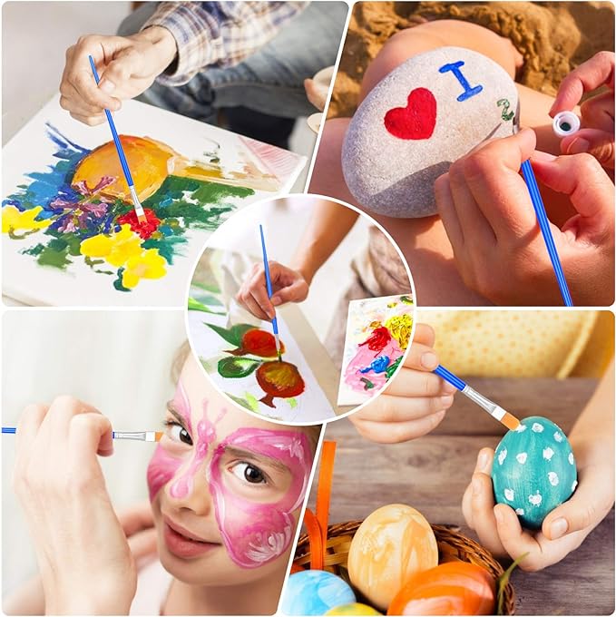 100Pcs Small Paint Brushes Bulk, Anezus Flat Top Acrylic Classroom Brush - Image 5