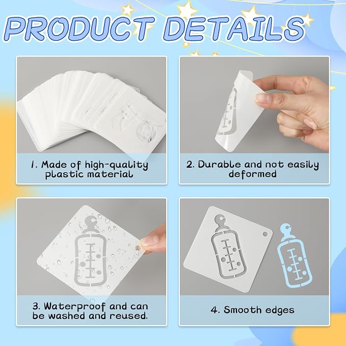 Augshy 56 Pieces Baby Shower Stencils - Image 3