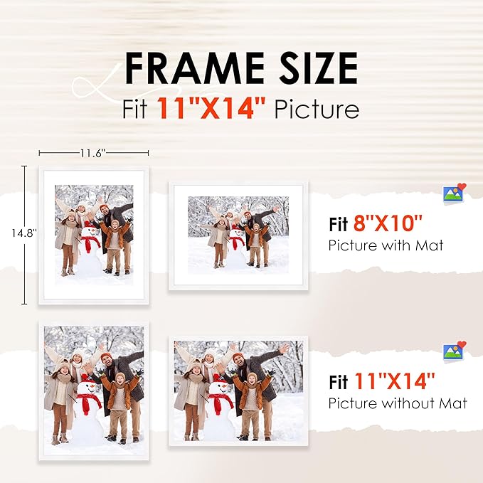 FIXSMITH 11x14 Picture Frame Set of 2, Photo Frame - Image 2