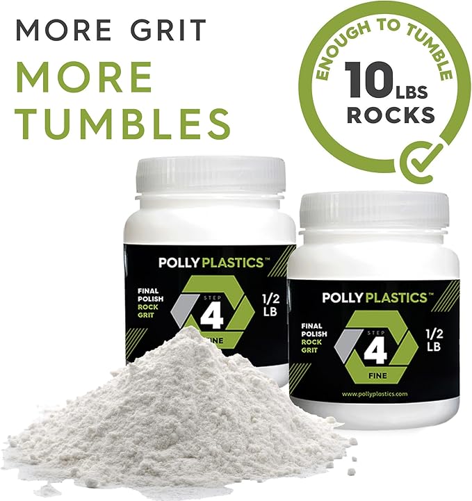 Polly Plastics Rock Tumbler Grit Refill, Final Polish 1200 Fine Aluminum Oxide, Stage 4 for Tumbling Stones (2 Pack) (1 lb.)