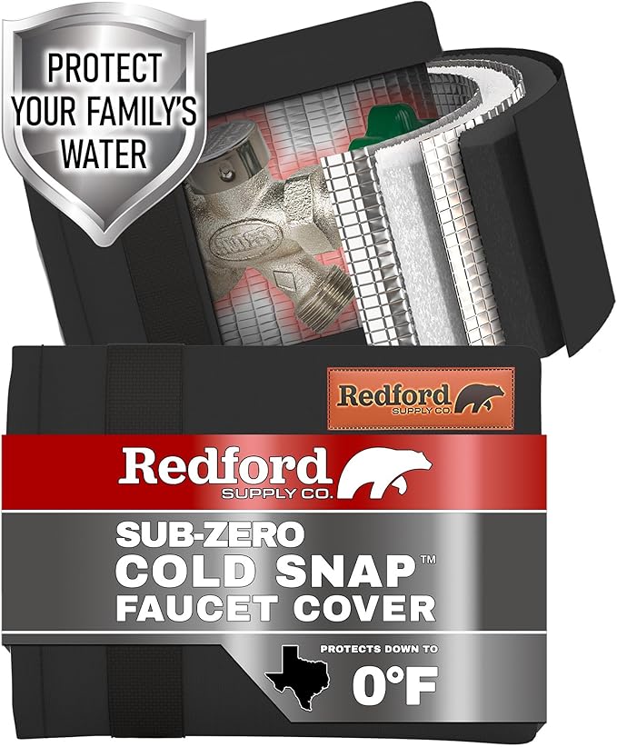 Redford Supply Co. Cold Snap (0F) 2 Pack Outdoor Faucet Covers for Winter Freeze Protection, 7.5"W x 9.5"H, Foam Spigot Insulated Cover, Outside Pipe Protection, Hose Bib (Black)