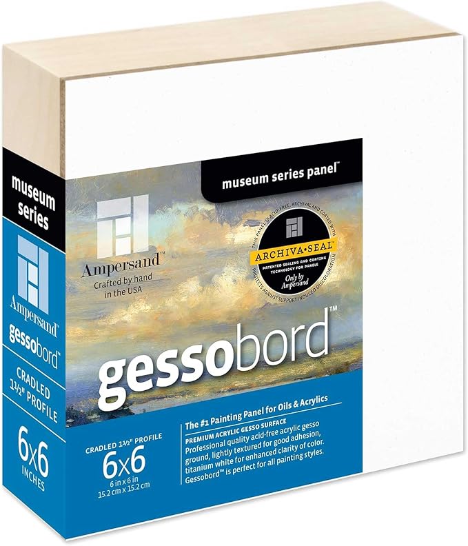 Ampersand Art Supply Museum Series Gessobord | 6x6 | 2" Cradled Profile | Gesso by AmpersandArtSupply