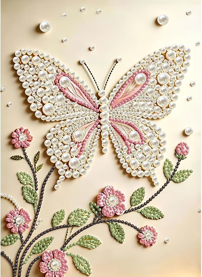 GEMFAMILY Butterfly 5D Pearl Diamond Art Kits by Unknown