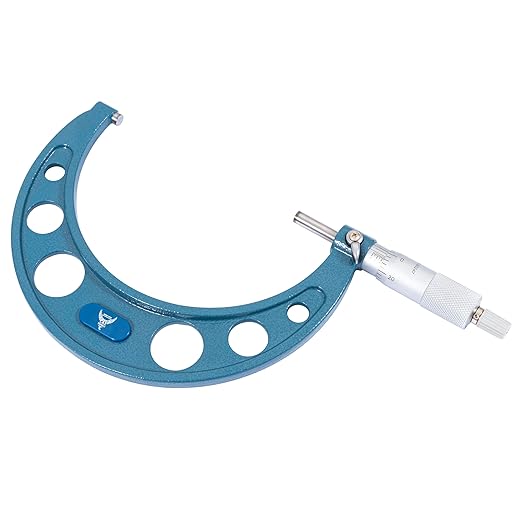 PEC Tools 4-5” Outside Micrometer, Industrial-Grade Precision Measuring Tool, Hardened Steel, High-Accuracy Micrometer with Ratchet Stop & Carbide-Tipped Measuring Faces for Machining & Engineering