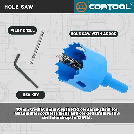 1-3/4 Inch Bi-Metal Hole Saw With Arbor for Metal and Wood Cutting - Hole Cutter Kit for Drywall, PVC Boards, Fiberglass and Vent Pipes