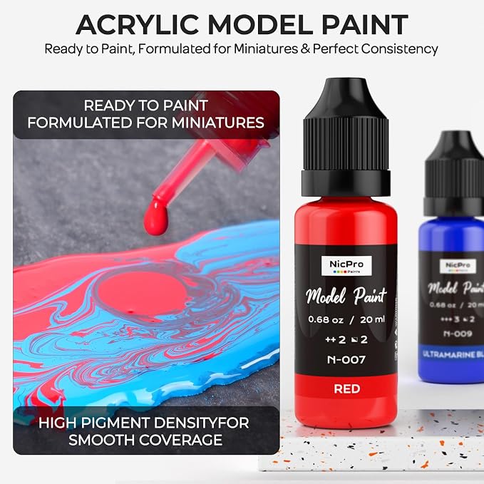 Nicpro All-In-One Miniature Painting Kit, 72 Colors Model Paint Set - Image 4