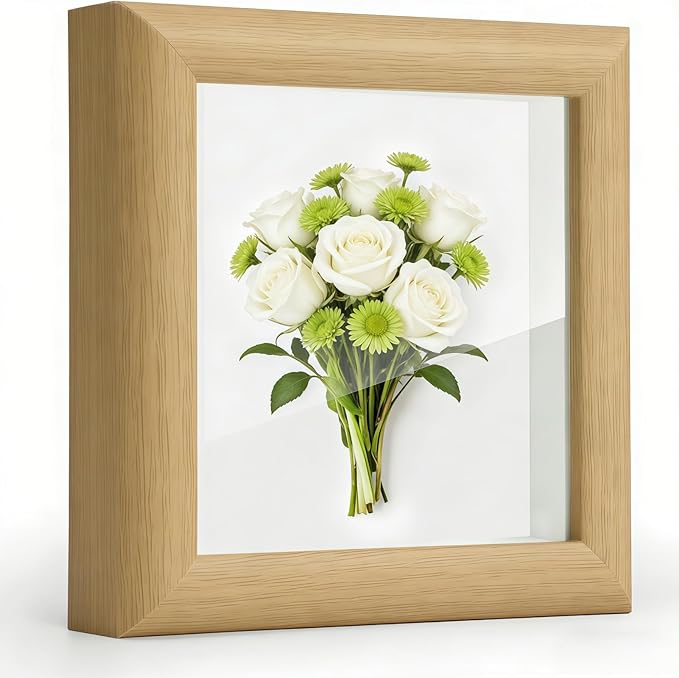 4x4 Shadow Box Picture Frame Real Glass Front, Small Shadow Box Frame Display by Unknown